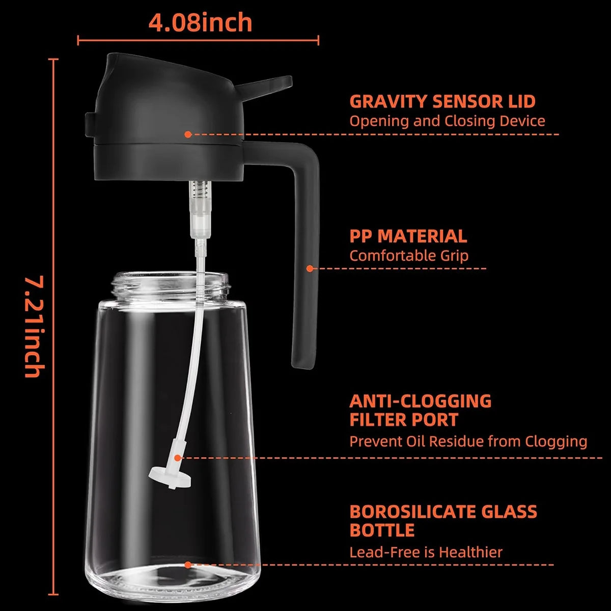 Glass 16Oz Oil & Vinegar Dispensing Bottles, 2-Pack