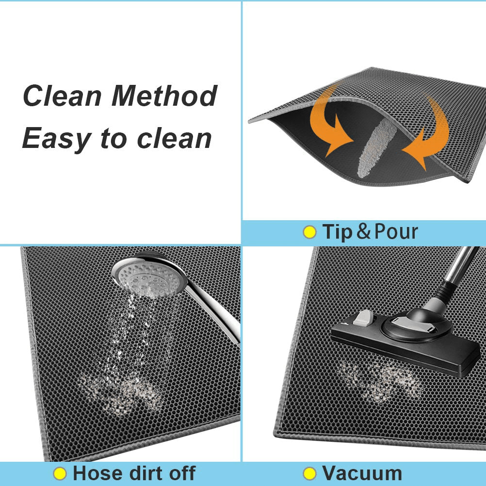 Kitty Cat Litter Mat – Double-Layer Honeycomb Design | Waterproof, Non-Slip, Easy-Clean EVA Cat Litter Pad