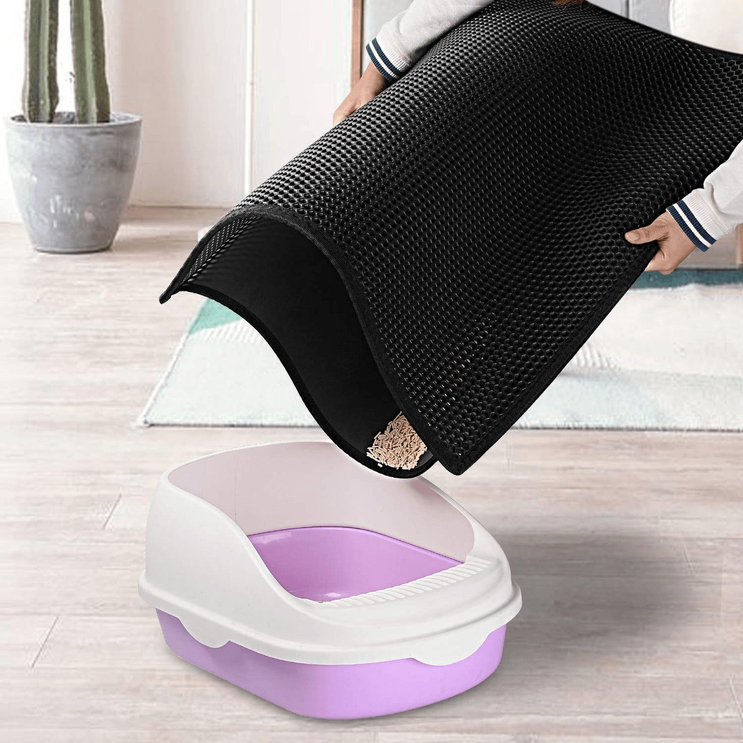 Kitty Cat Litter Mat – Double-Layer Honeycomb Design | Waterproof, Non-Slip, Easy-Clean EVA Cat Litter Pad