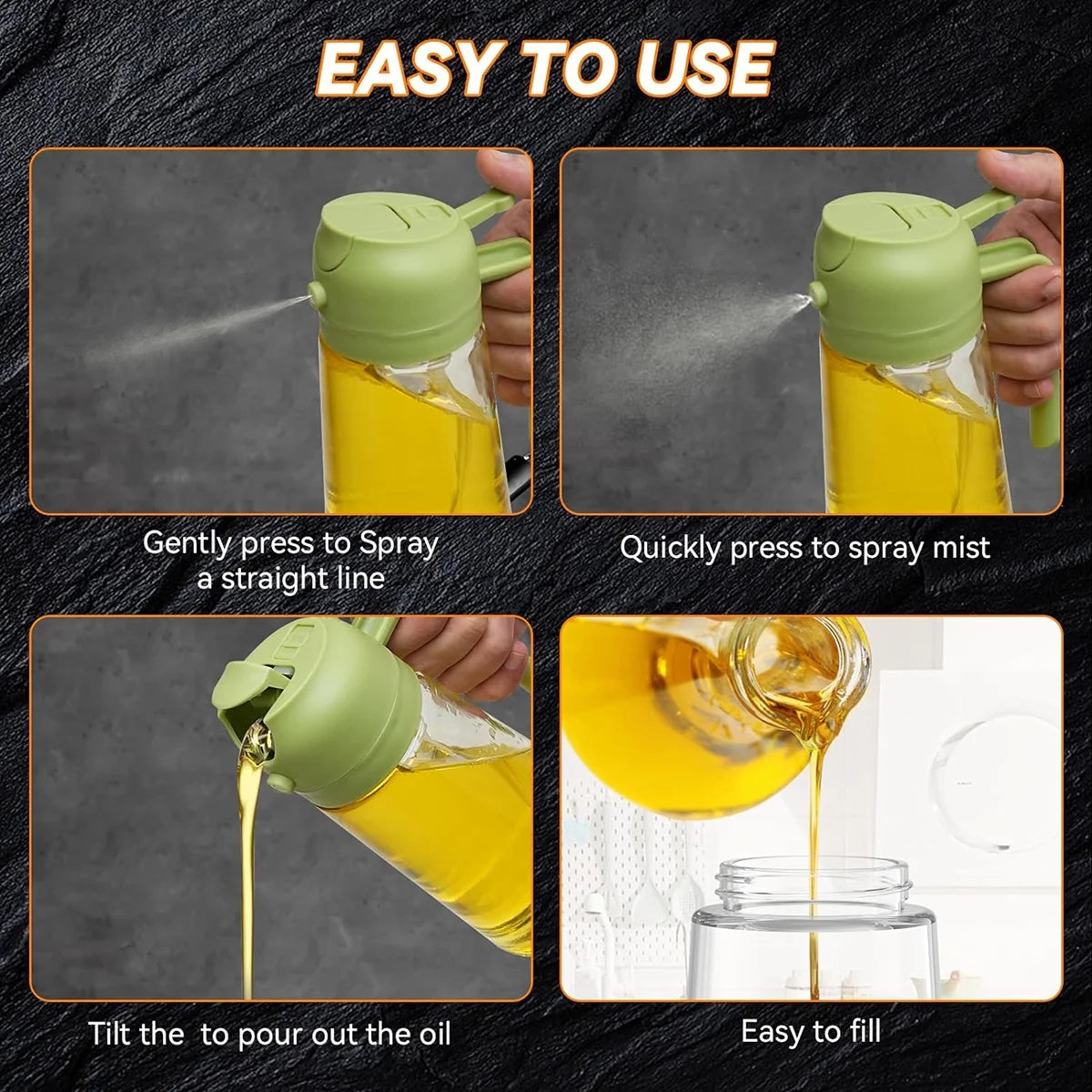 Glass 16Oz Oil & Vinegar Dispensing Bottles, 2-Pack
