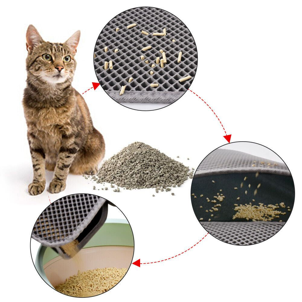Kitty Cat Litter Mat – Double-Layer Honeycomb Design | Waterproof, Non-Slip, Easy-Clean EVA Cat Litter Pad