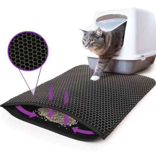Kitty Cat Litter Mat – Double-Layer Honeycomb Design | Waterproof, Non-Slip, Easy-Clean EVA Cat Litter Pad